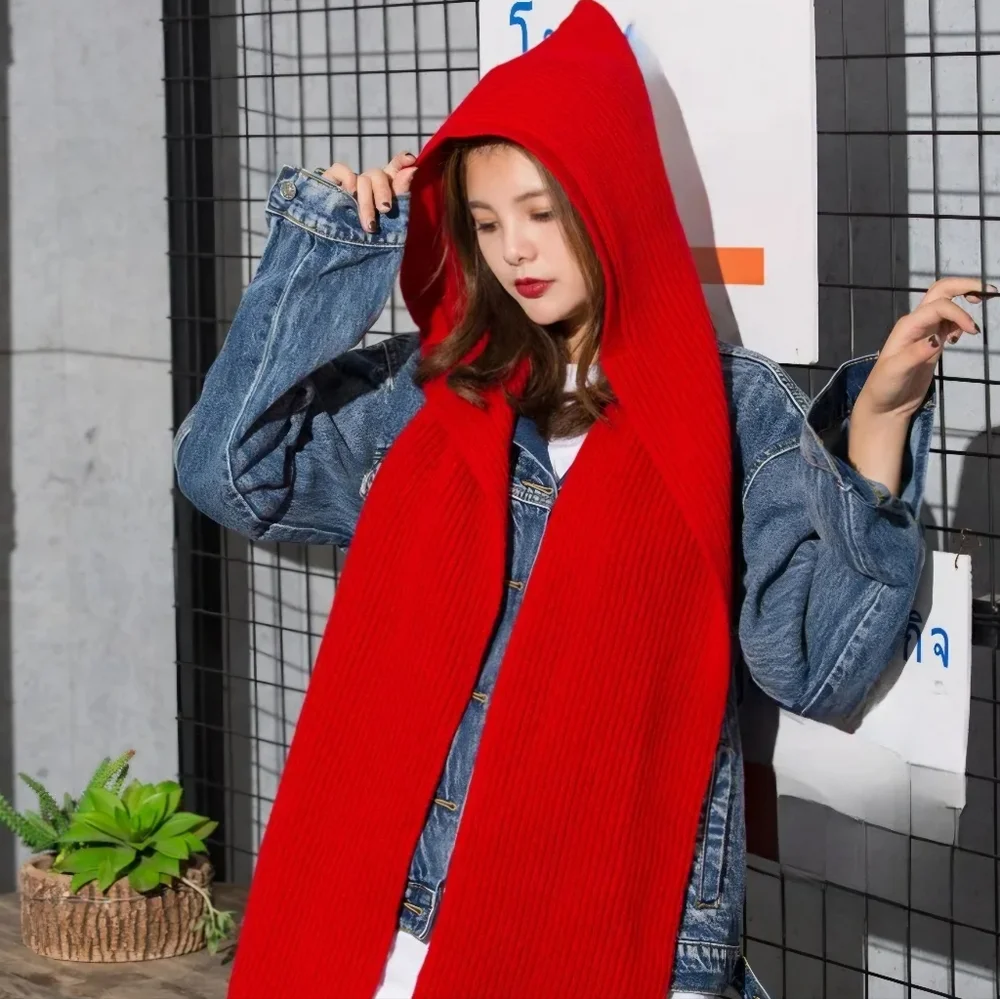 Cherry Red Hooded Scarf - Picture 6 of 13